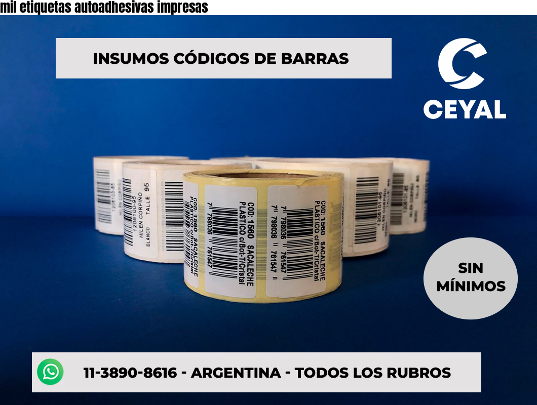 mil etiquetas autoadhesivas impresas