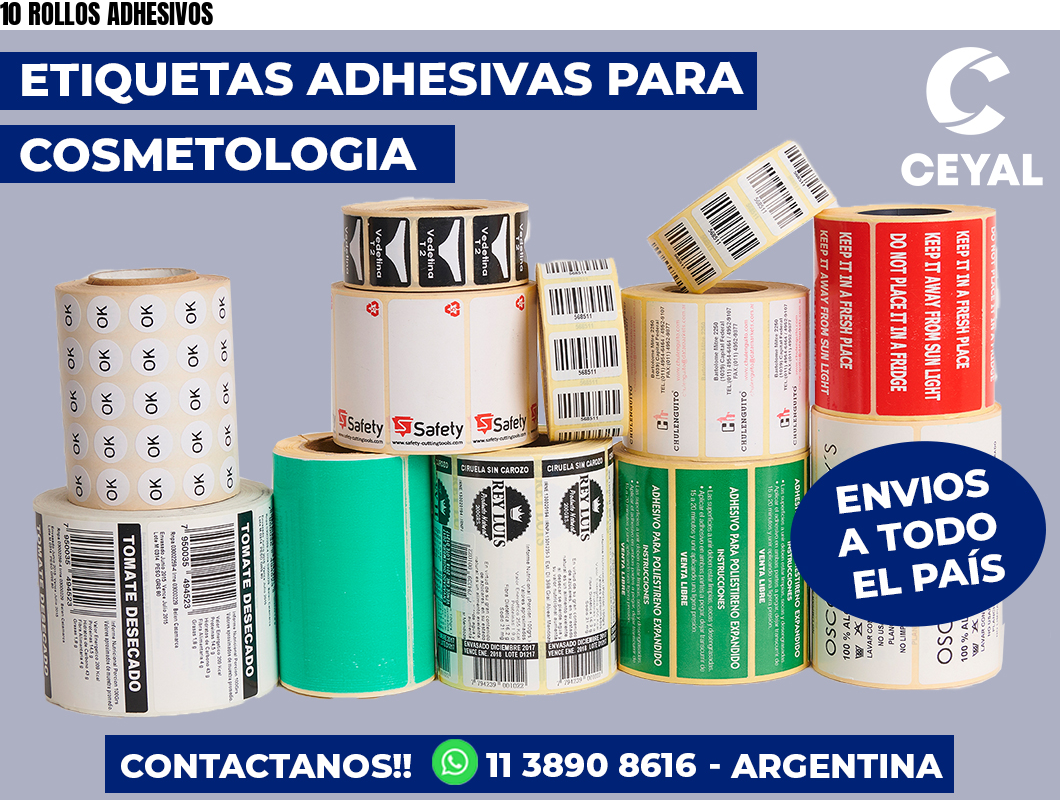10 ROLLOS ADHESIVOS