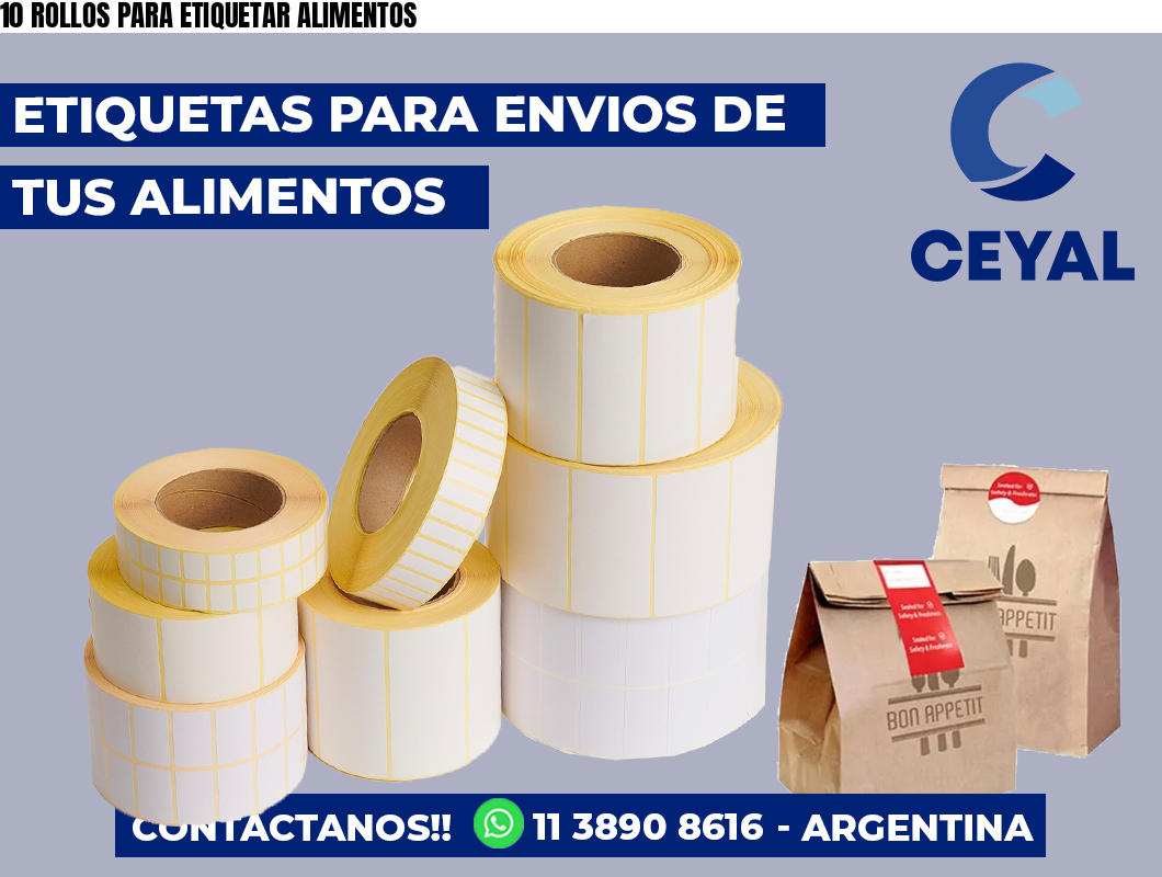 10 ROLLOS PARA ETIQUETAR ALIMENTOS