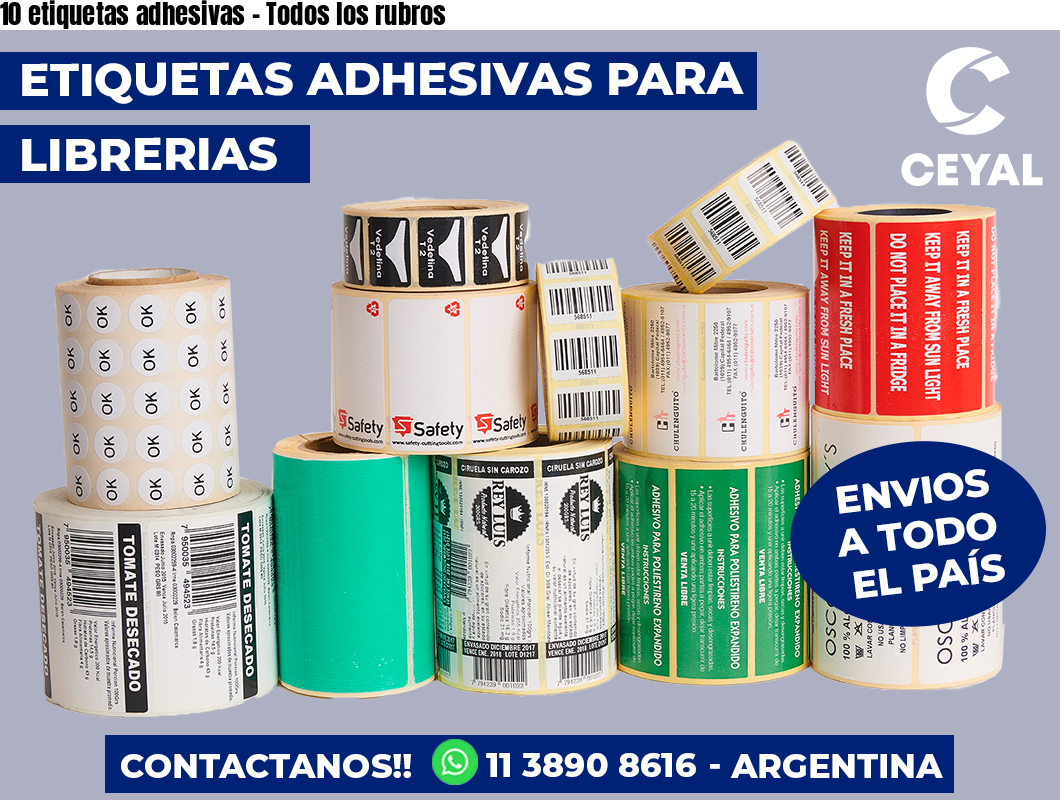 10 etiquetas adhesivas - Todos los rubros