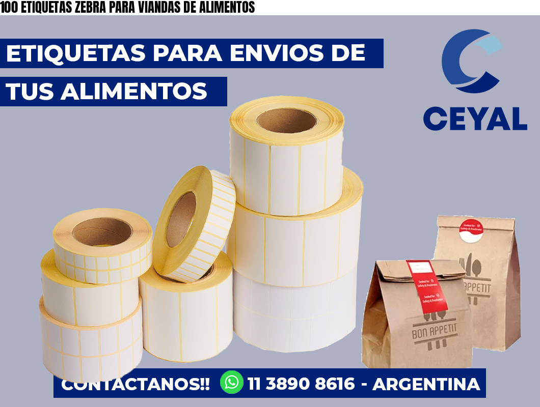 100 ETIQUETAS ZEBRA PARA VIANDAS DE ALIMENTOS