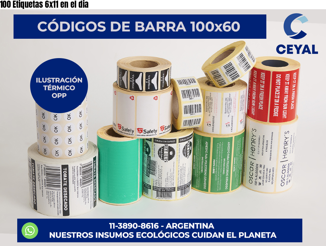 100 Etiquetas 6×11 en el dia