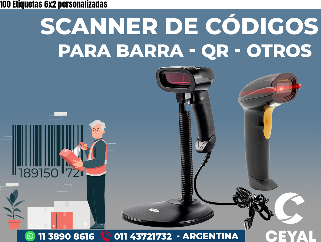 100 Etiquetas 6x2 personalizadas