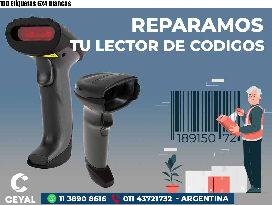 100 Etiquetas 6x4 blancas