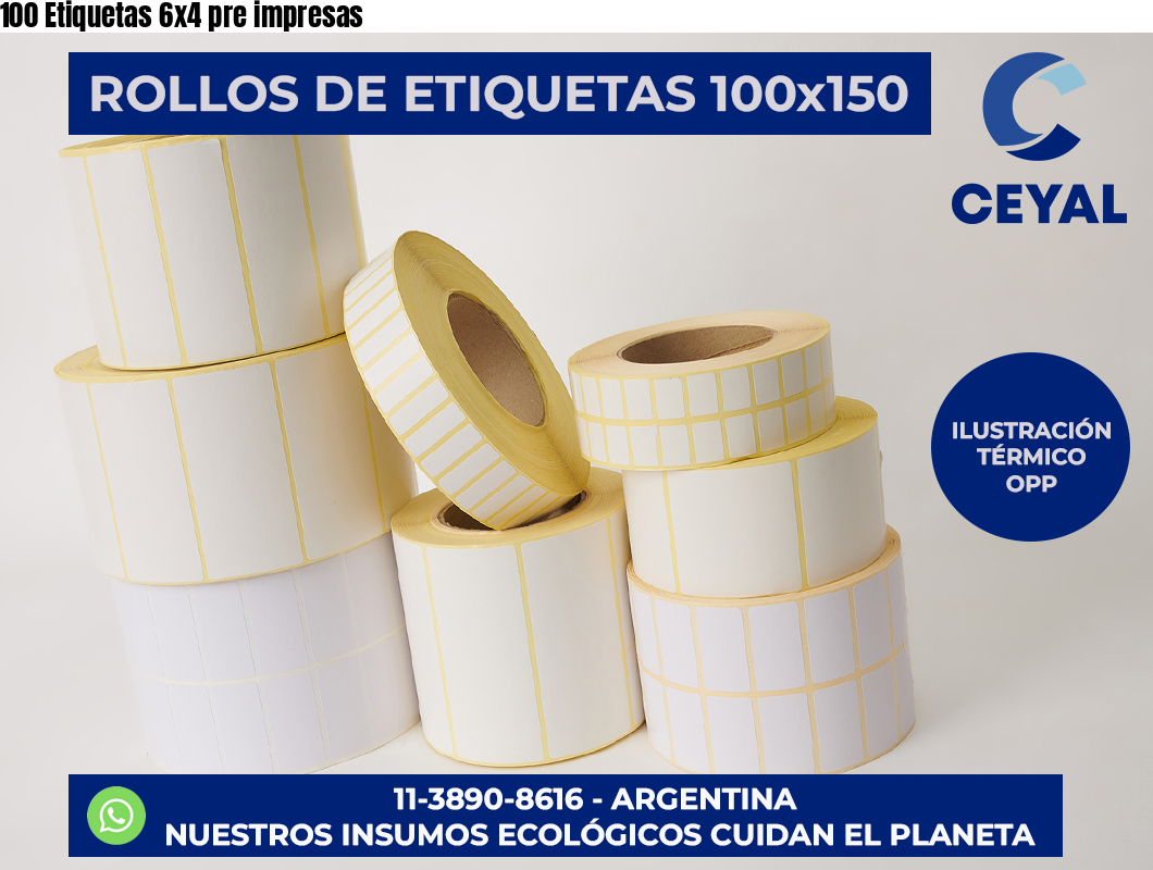 100 Etiquetas 6×4 pre impresas