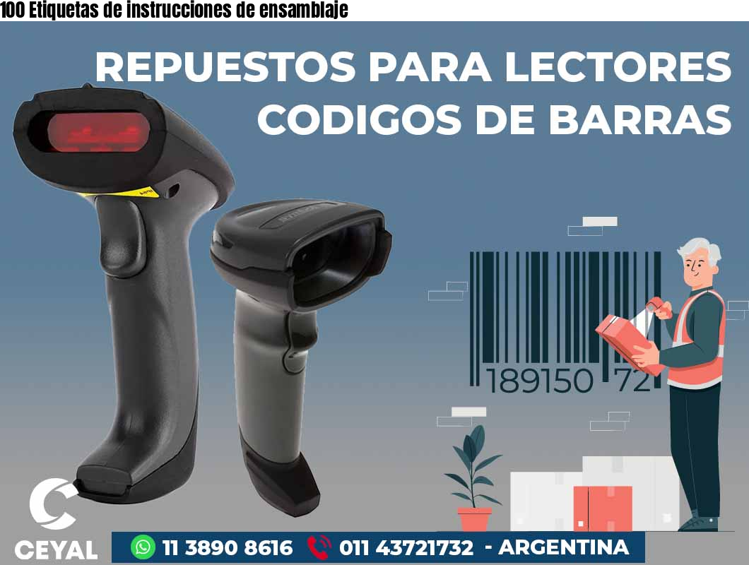 100 Etiquetas de instrucciones de ensamblaje