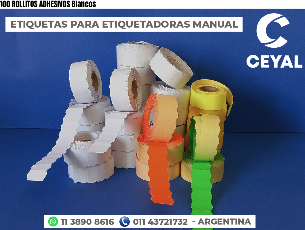 100 ROLLITOS ADHESIVOS Blancos