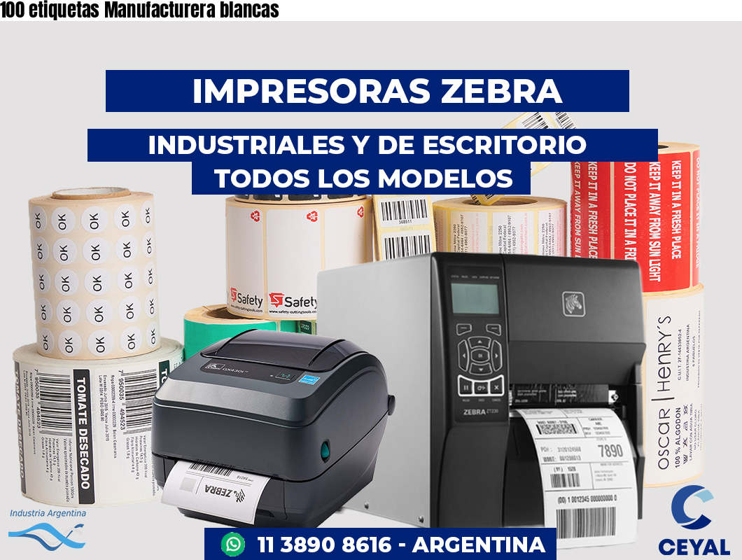 100 etiquetas Manufacturera blancas