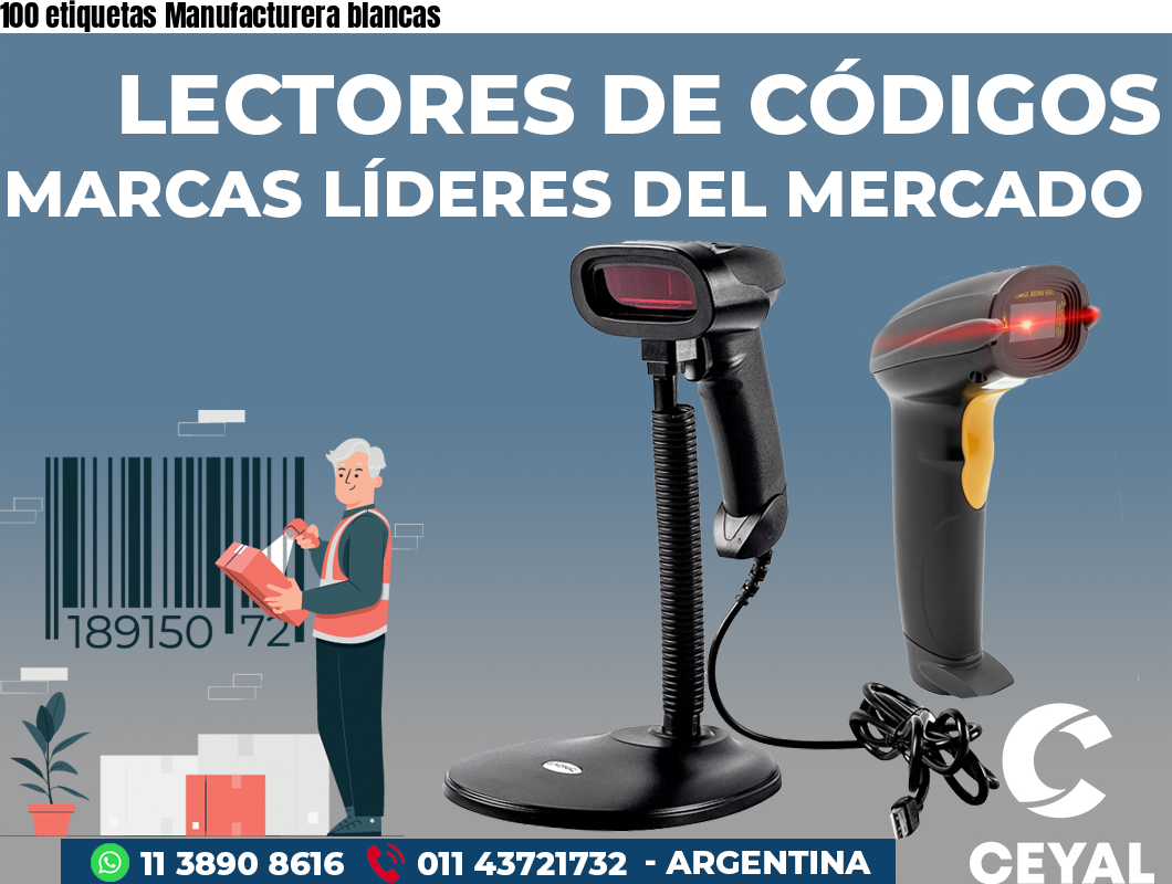 100 etiquetas Manufacturera blancas