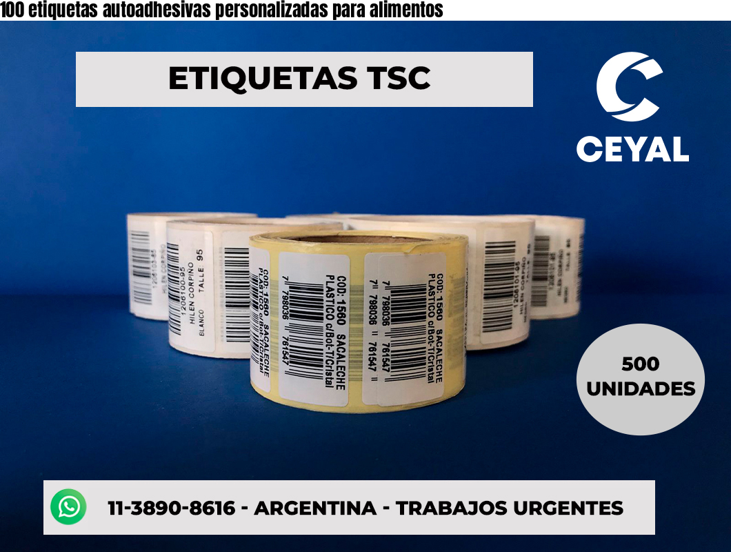 100 etiquetas autoadhesivas personalizadas para alimentos