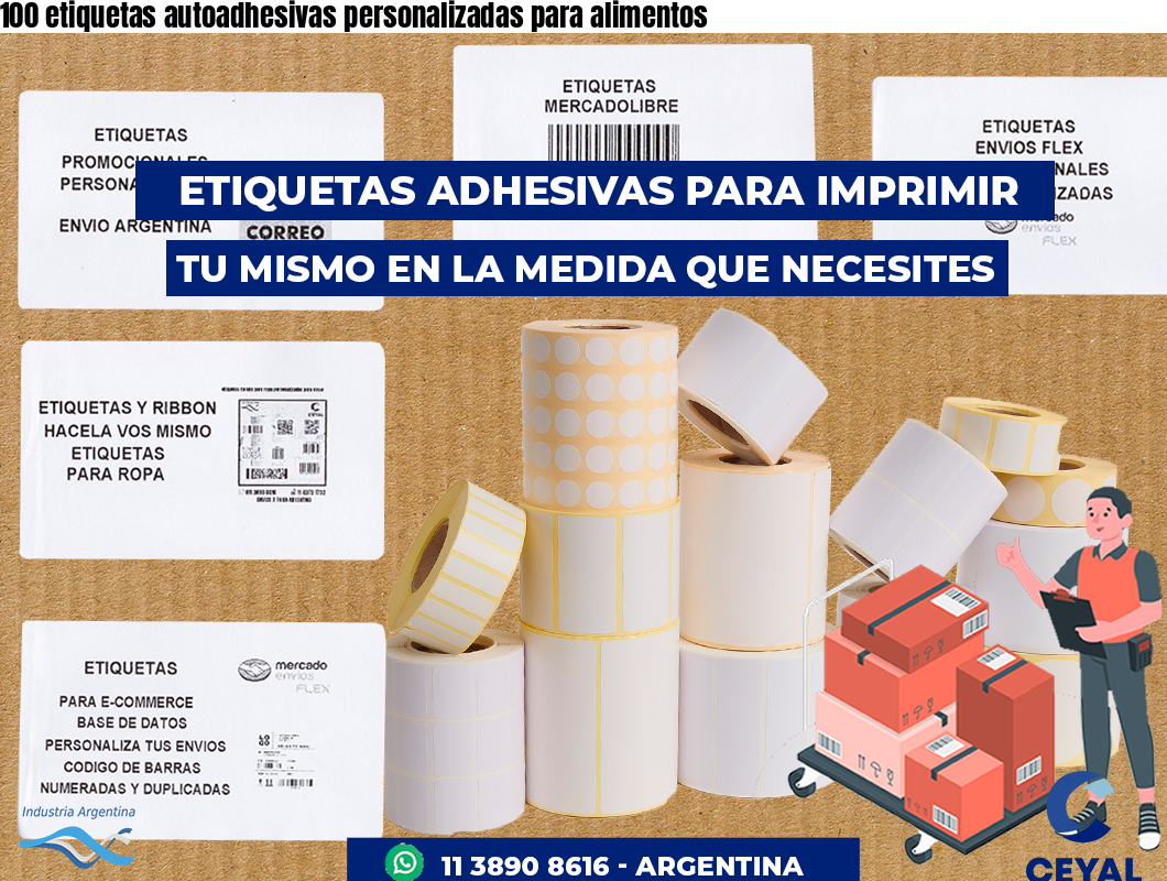 100 etiquetas autoadhesivas personalizadas para alimentos