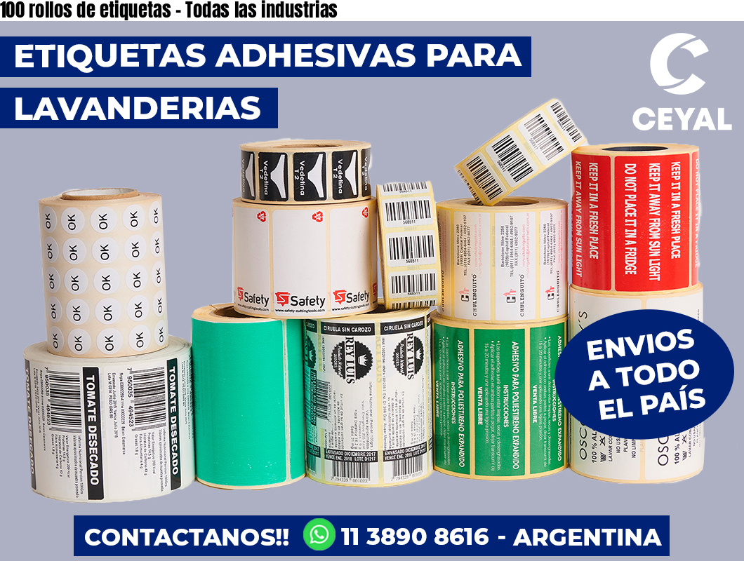 100 rollos de etiquetas – Todas las industrias
