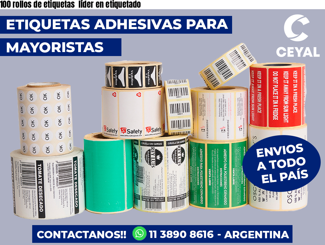 100 rollos de etiquetas líder en etiquetado