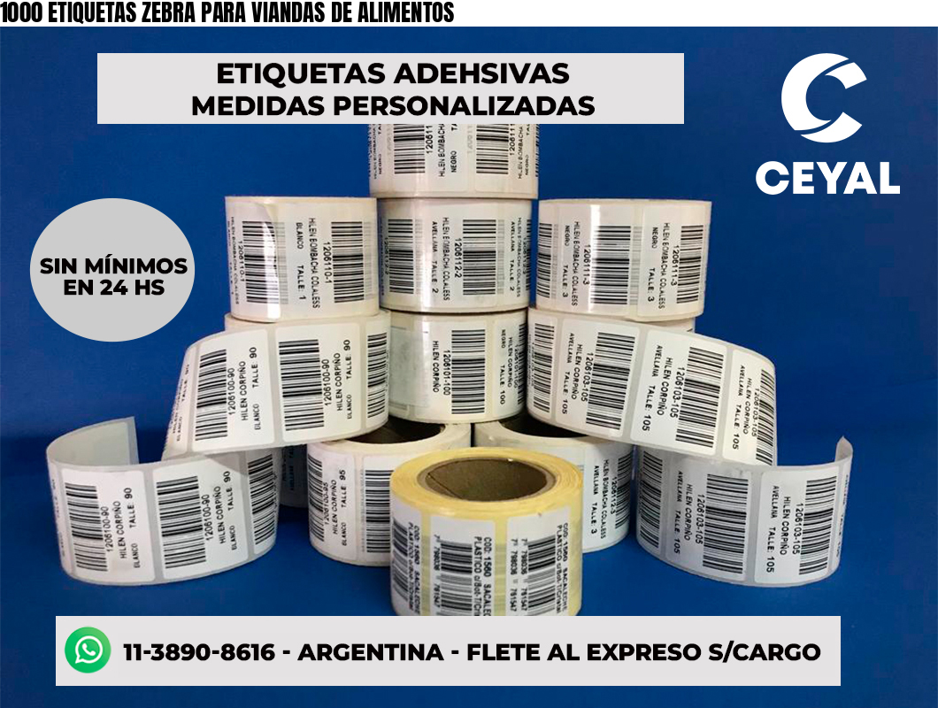 1000 ETIQUETAS ZEBRA PARA VIANDAS DE ALIMENTOS