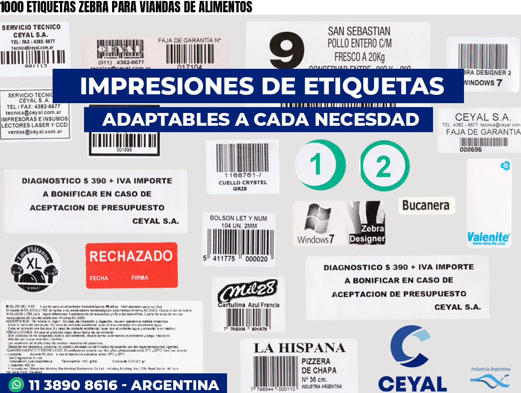 1000 ETIQUETAS ZEBRA PARA VIANDAS DE ALIMENTOS