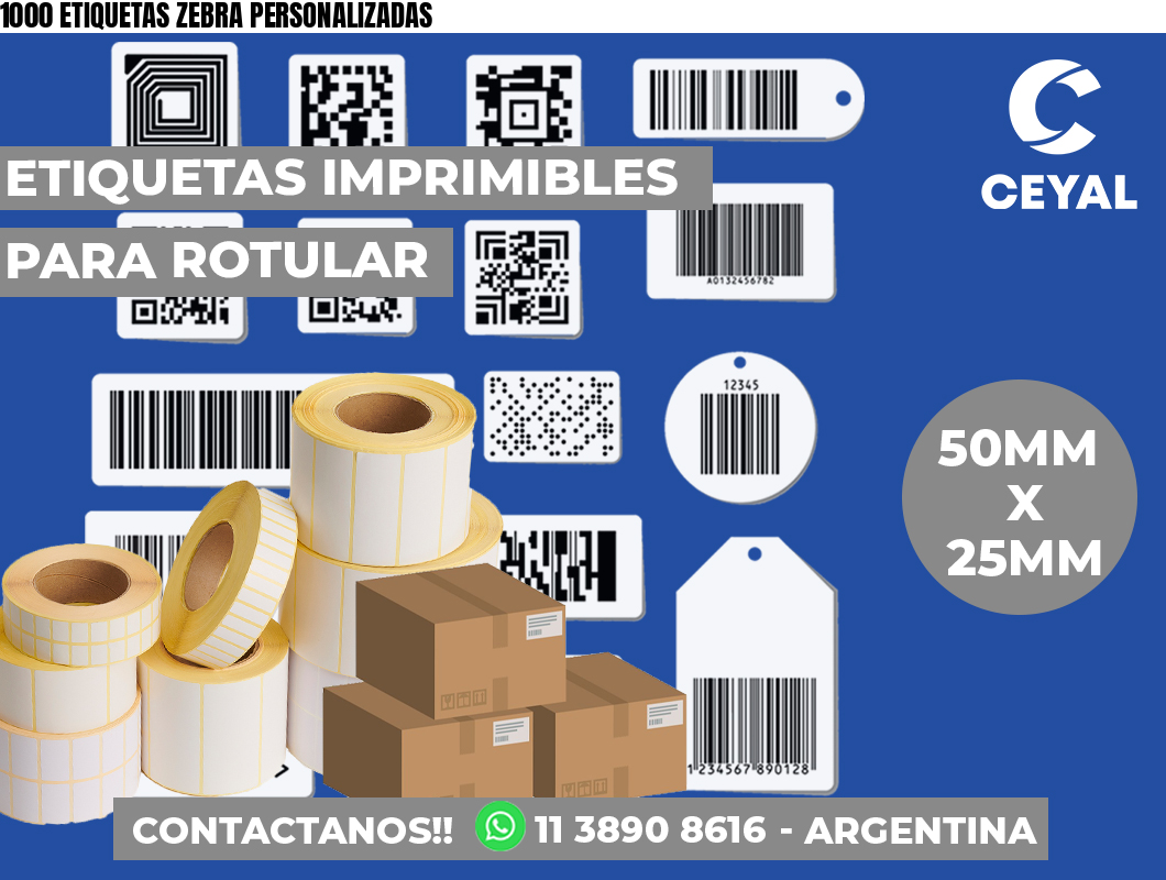 1000 ETIQUETAS ZEBRA PERSONALIZADAS