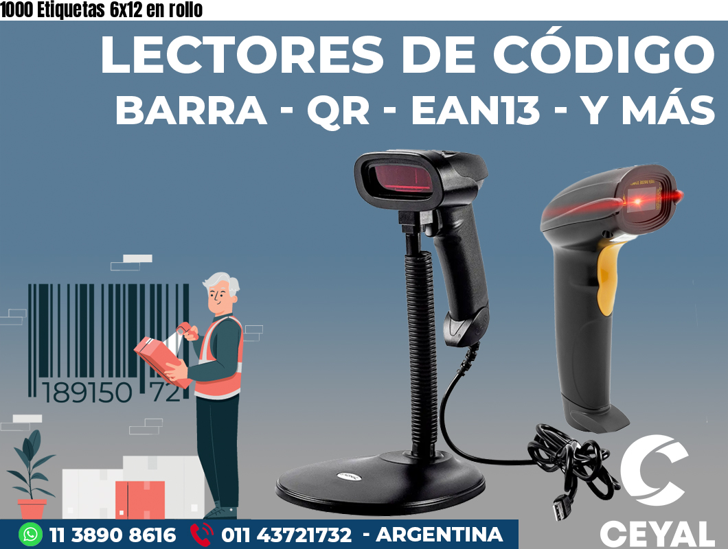 1000 Etiquetas 6x12 en rollo