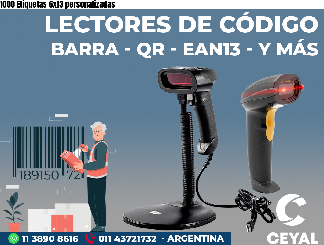 1000 Etiquetas 6x13 personalizadas