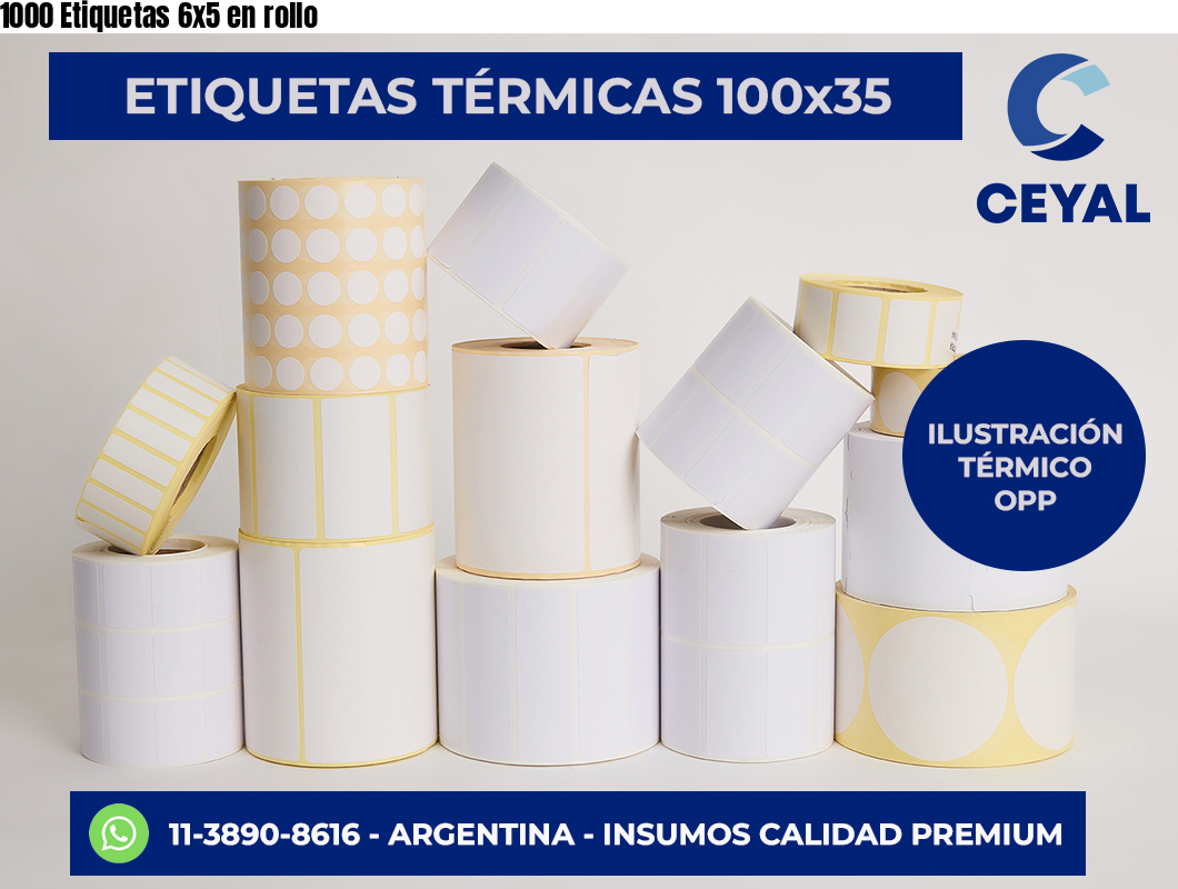 1000 Etiquetas 6×5 en rollo
