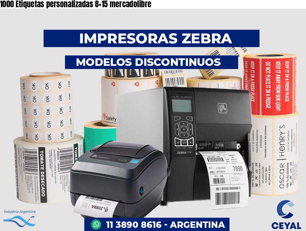 1000 Etiquetas personalizadas 8×15 mercadolibre