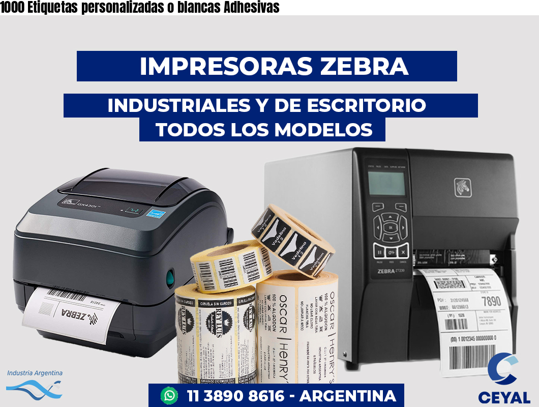 1000 Etiquetas personalizadas o blancas Adhesivas