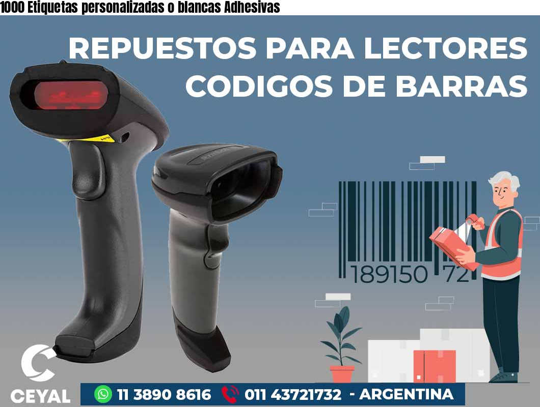 1000 Etiquetas personalizadas o blancas Adhesivas