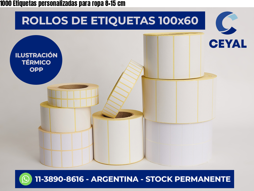 1000 Etiquetas personalizadas para ropa 8×15 cm
