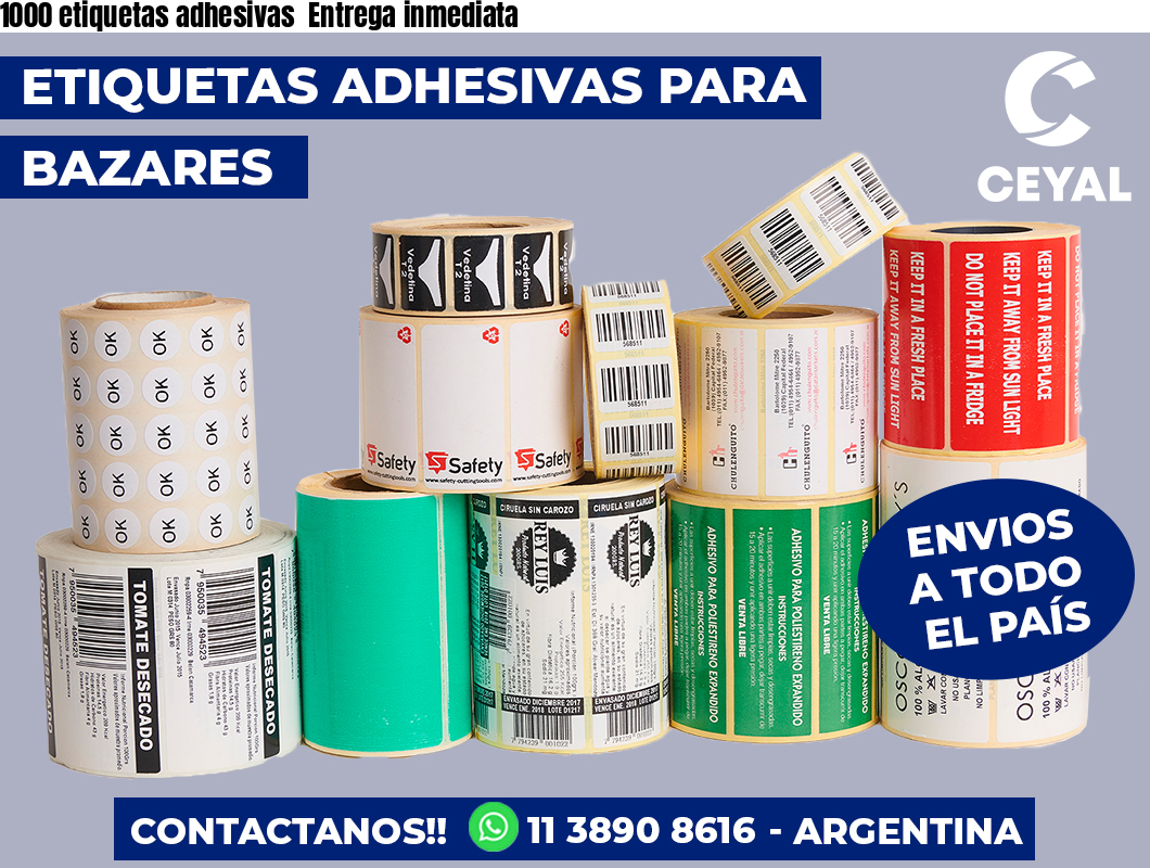 1000 etiquetas adhesivas  Entrega inmediata