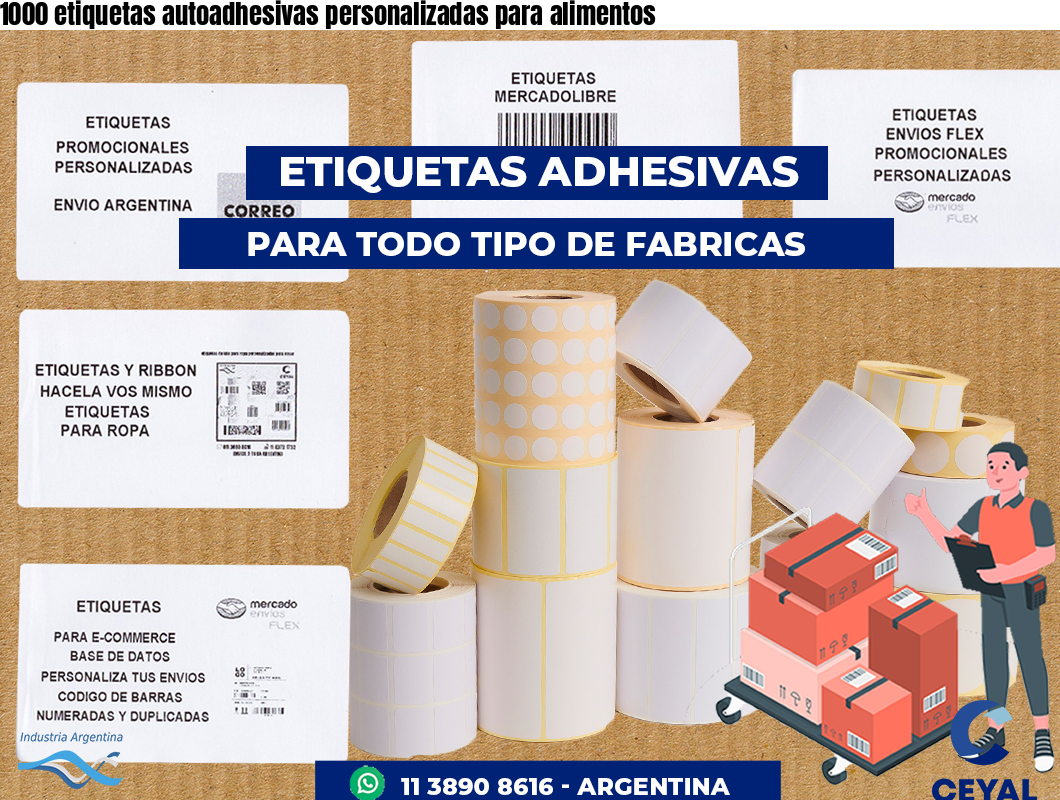 1000 etiquetas autoadhesivas personalizadas para alimentos