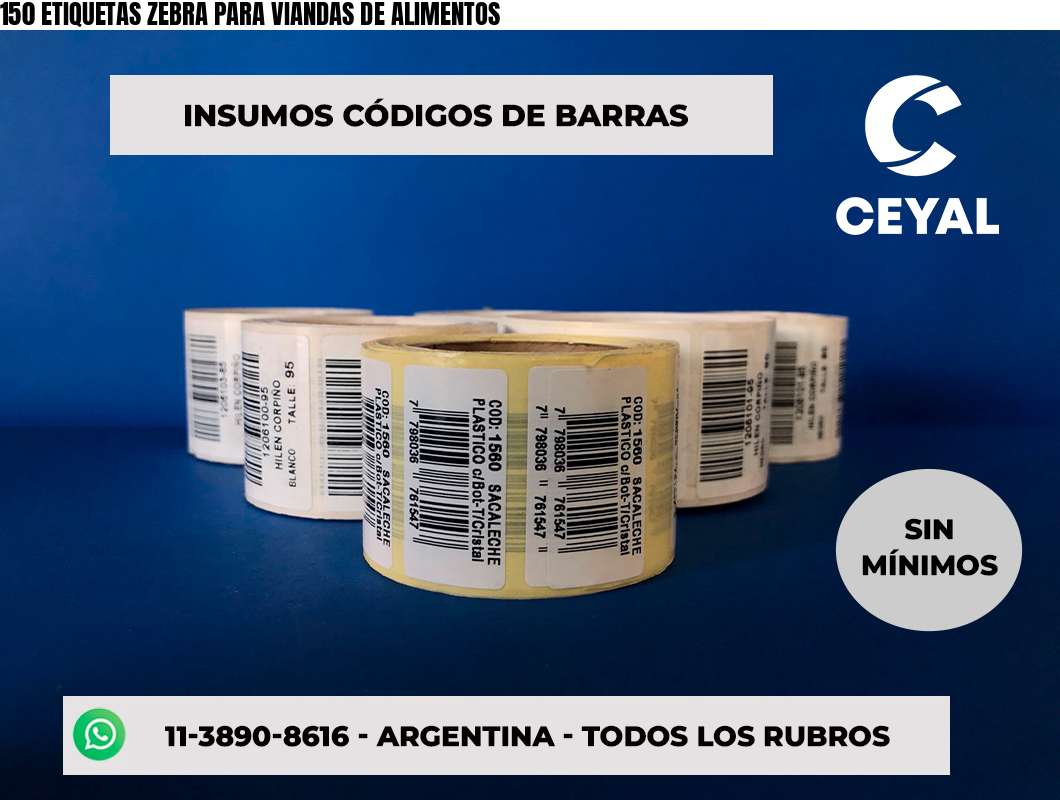 150 ETIQUETAS ZEBRA PARA VIANDAS DE ALIMENTOS