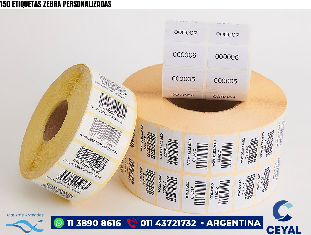 150 ETIQUETAS ZEBRA PERSONALIZADAS