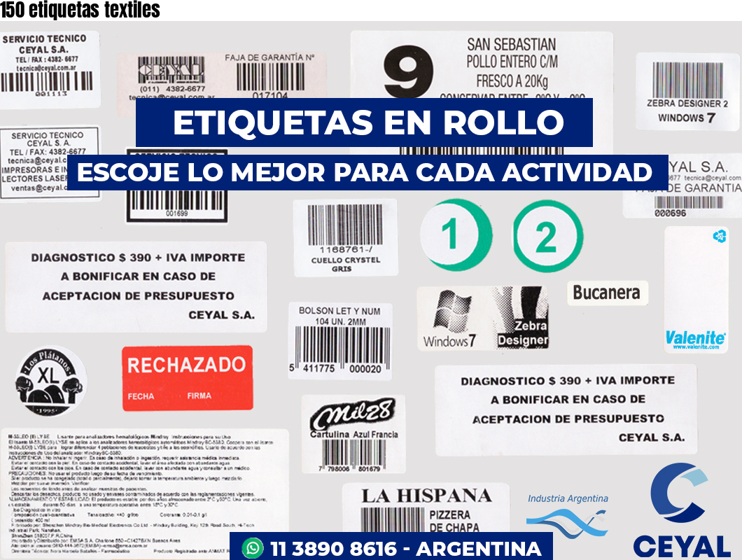 150 etiquetas textiles