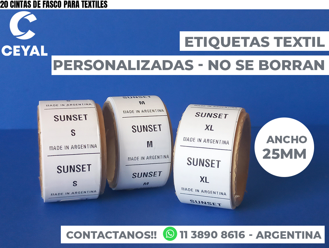 20 CINTAS DE FASCO PARA TEXTILES