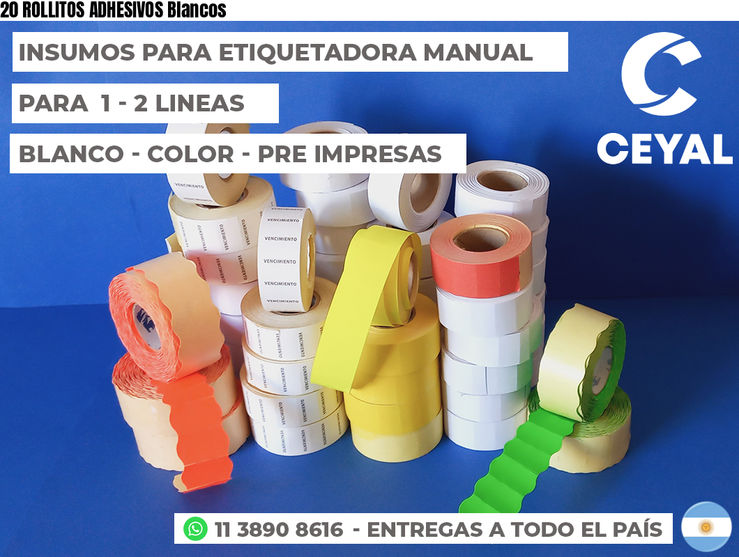 20 ROLLITOS ADHESIVOS Blancos