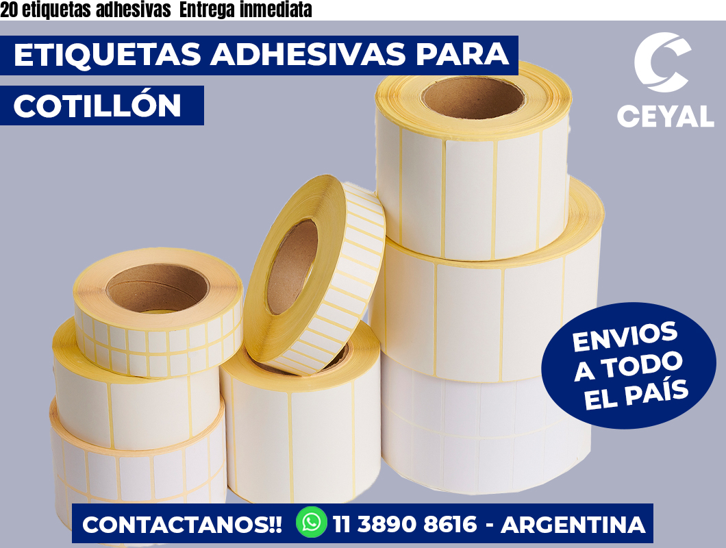 20 etiquetas adhesivas  Entrega inmediata