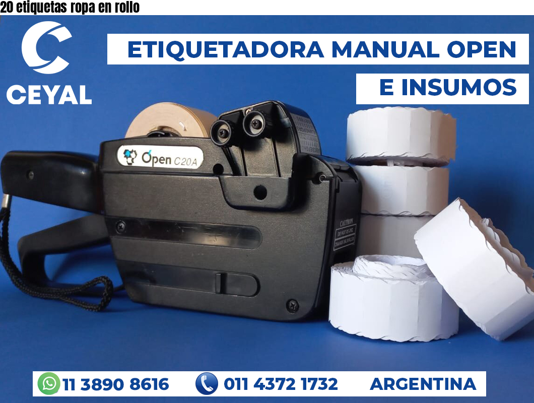 20 etiquetas ropa en rollo