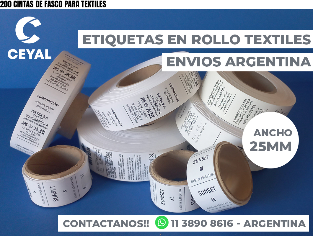 200 CINTAS DE FASCO PARA TEXTILES