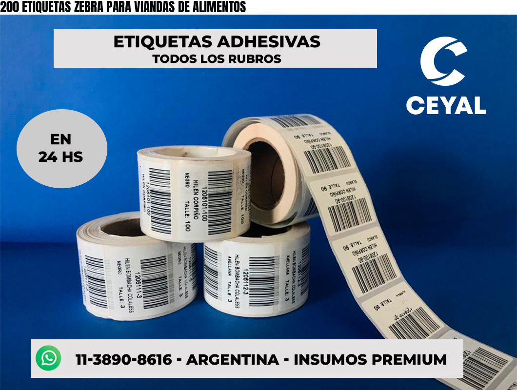 200 ETIQUETAS ZEBRA PARA VIANDAS DE ALIMENTOS