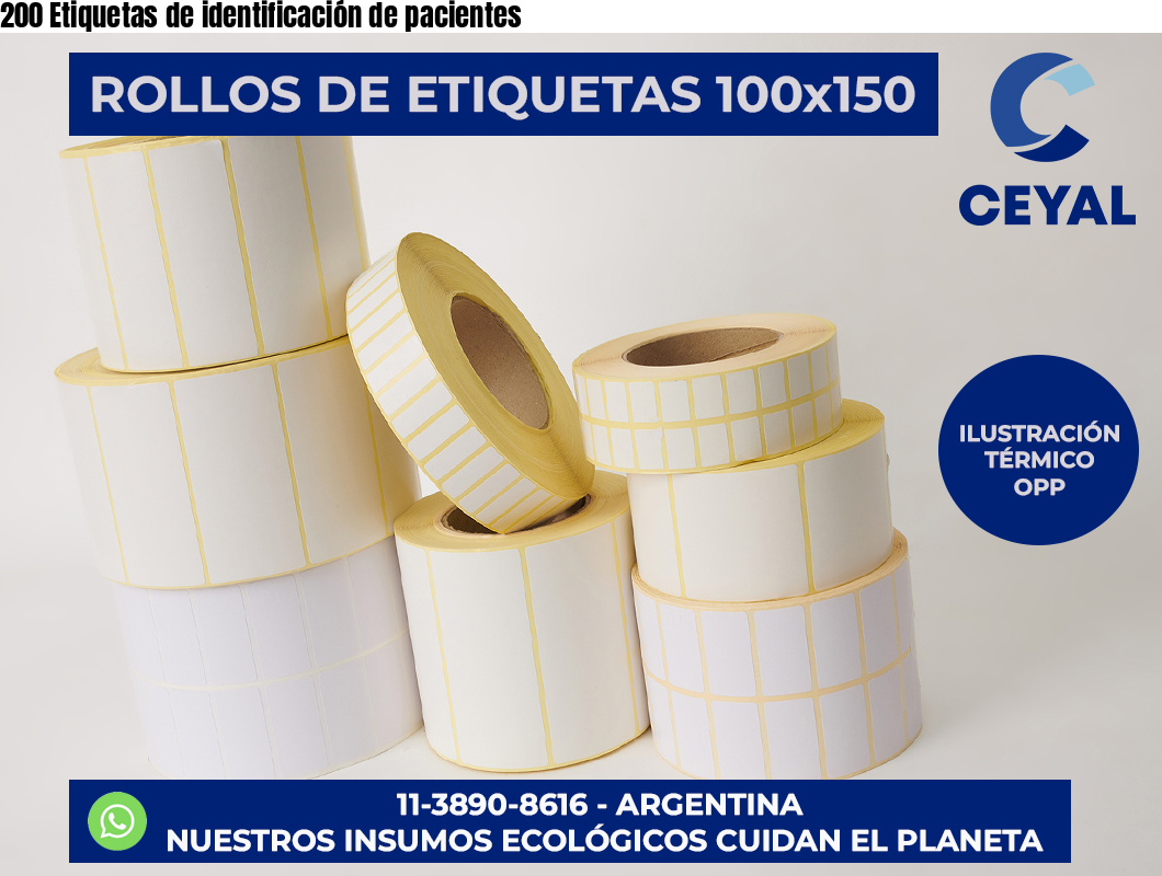 200 Etiquetas de identificación de pacientes