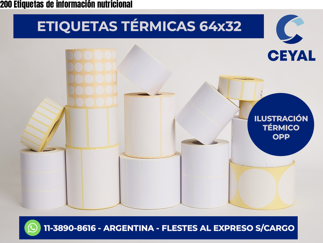 200 Etiquetas de información nutricional