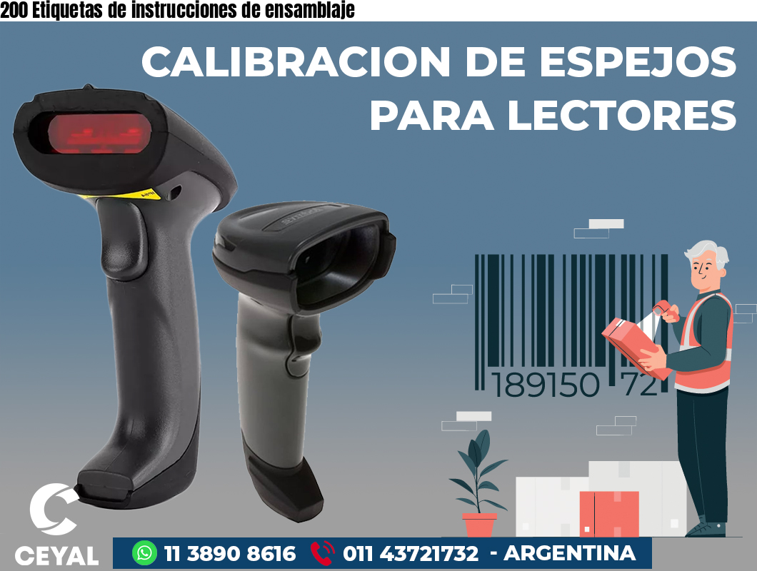 200 Etiquetas de instrucciones de ensamblaje