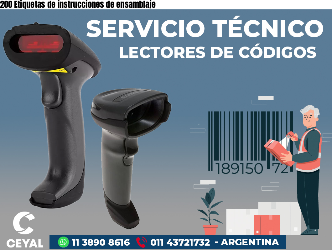 200 Etiquetas de instrucciones de ensamblaje