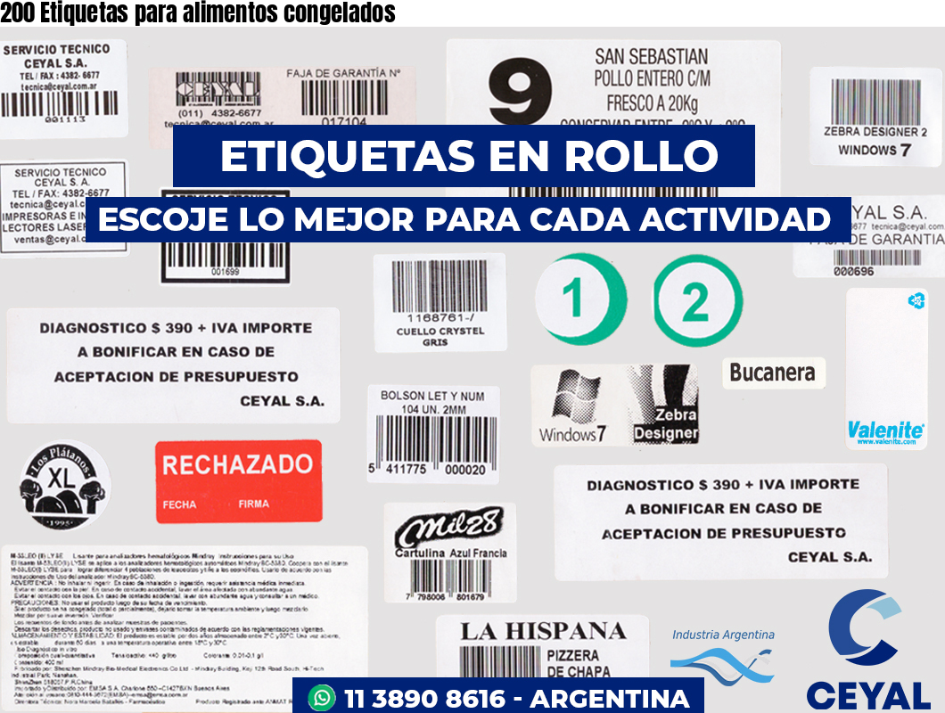 200 Etiquetas para alimentos congelados