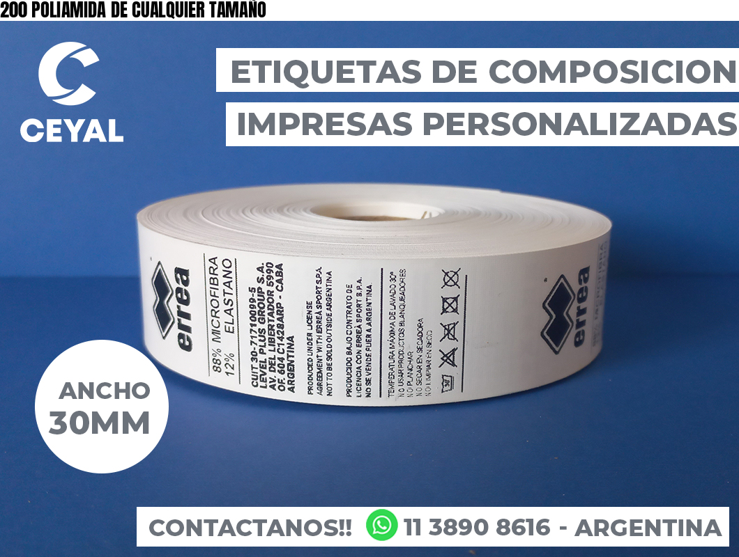 200 POLIAMIDA DE CUALQUIER TAMAÑO