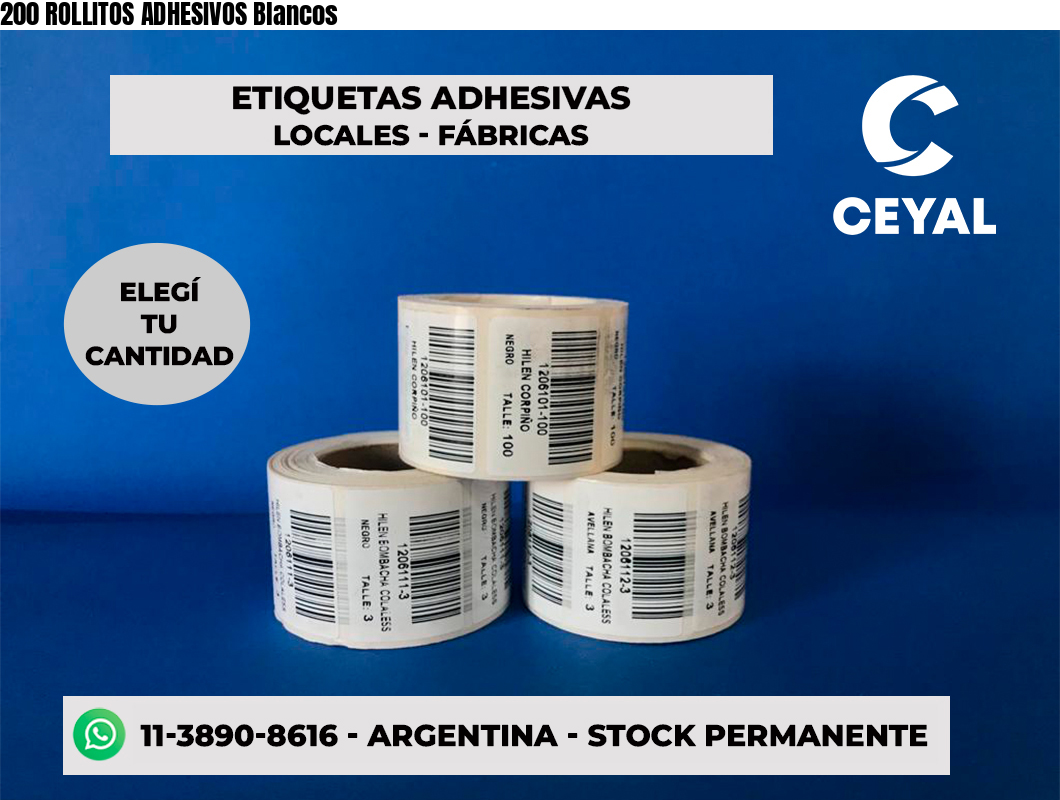 200 ROLLITOS ADHESIVOS Blancos