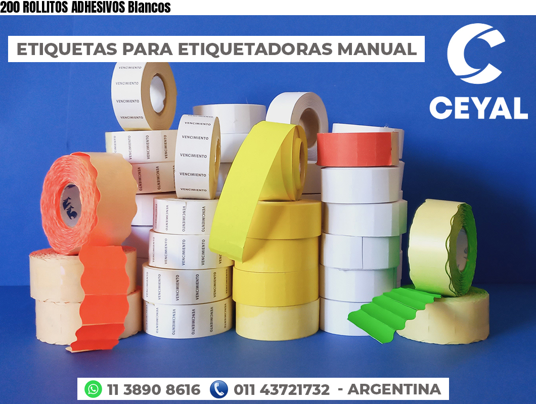 200 ROLLITOS ADHESIVOS Blancos