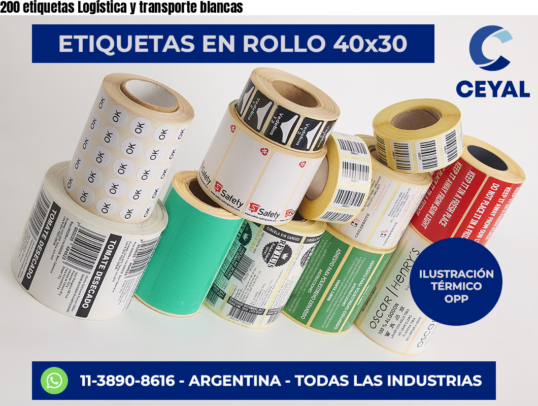 200 etiquetas Logística y transporte blancas