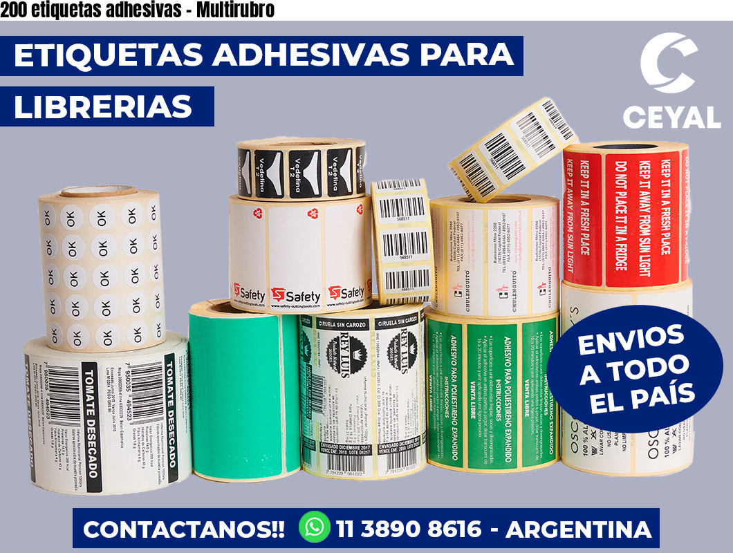 200 etiquetas adhesivas – Multirubro