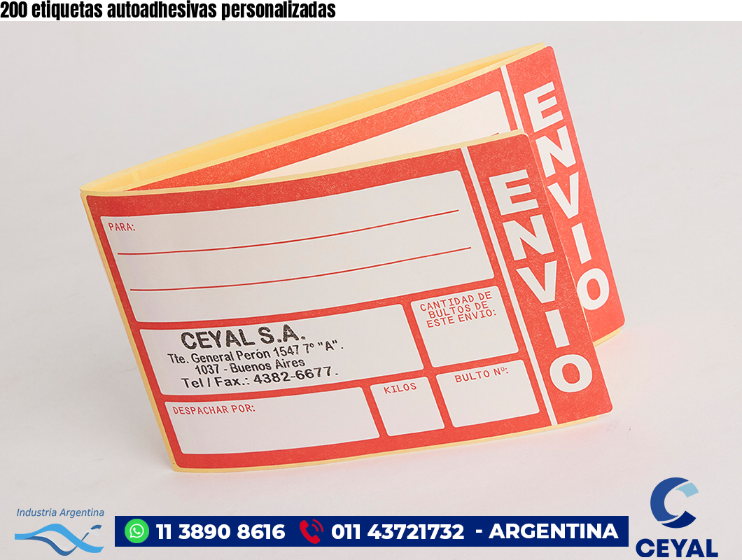 200 etiquetas autoadhesivas personalizadas