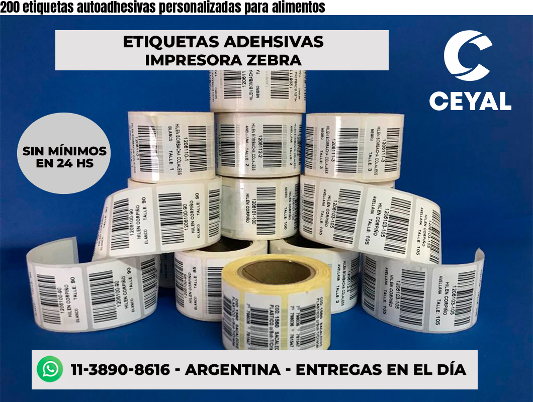 200 etiquetas autoadhesivas personalizadas para alimentos